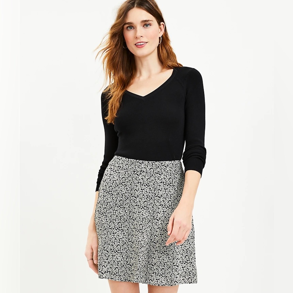 Loft - Floral Seamed Skirt